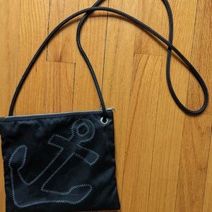 Black-on-Black Anchor Slim Crossbody Bag - Sea Bags Maine